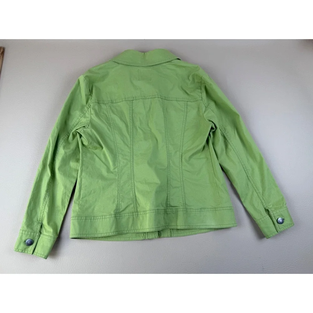 Minimalist Utility Jacket Lime Green Button Up‎ Size S Amber Sun